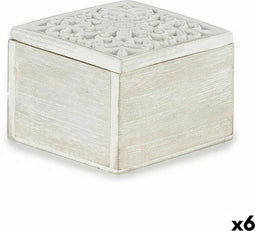 Decoratieve Doos Wit Hout 11,5 x 8 x 11,5 cm (6 Stuks)