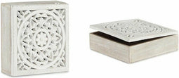 Decoratieve Doos Wit Hout 22 x 7,5 x 22 cm (4 Stuks)