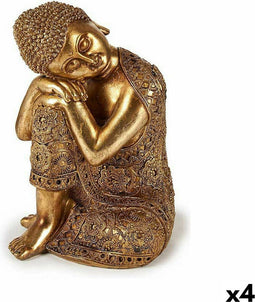 Decoratieve figuren Boeddha Zittend Gouden 20 x 30 x 20 cm (4 Stuks)