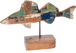 Decoratieve figuren Calypso Vis 51 x 11 x 28 cm Teakboom Multicolour