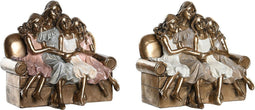 Decoratieve figuren DKD Home Decor 17 x 10,5 x 15,5 cm Roze Gouden Wit (2 Stuks)