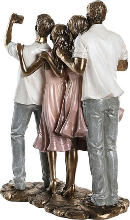 Decoratieve figuren DKD Home Decor 18 x 10 x 25 cm Roze Gouden Wit Familie (2 Stuks)