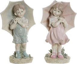 Decoratieve figuren DKD Home Decor 28 x 20 x 48,5 cm Blauw Roze Jongen (2 Stuks)