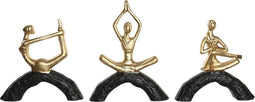 Decoratieve figuren DKD Home Decor 28 x 7 x 35 cm 28 x 8 x 36 cm Zwart Gouden Yoga (3 Stuks)
