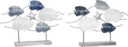 Decoratieve figuren DKD Home Decor 63 x 9 x 44 cm Grijs Blauw Wit Spiralen (2 Stuks)