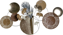 Decoratieve figuren DKD Home Decor 90 x 8,3 x 49 cm Grijs Gouden Koper Cirkels