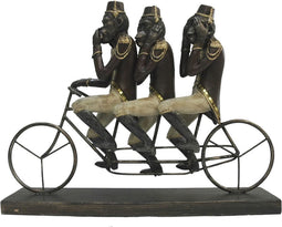 Decoratieve figuren DKD Home Decor Aap Driewieler Zwart Gouden Metaal Hars Koloniaal (40 x 9 x 31 cm)