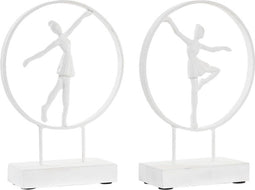 Decoratieve figuren DKD Home Decor Ballerina Aluminium Wit Mangohout Modern (23 x 9 x 33 cm) (2 Stuks)
