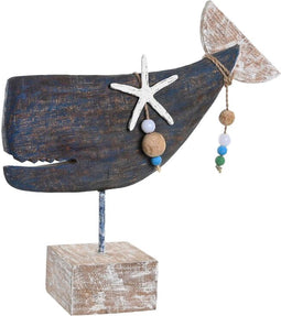 Decoratieve figuren DKD Home Decor Blauw Hars Mangohout (37 x 11 x 39 cm)