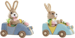 Decoratieve figuren DKD Home Decor Blauw Roze Bruin Polyester Konijnenvlees Vezel Shabby Chic (23 x 15 x 29 cm) (2 Stuks)