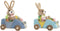 Decoratieve figuren DKD Home Decor Blauw Roze Bruin Polyester Konijnenvlees Vezel Shabby Chic (23 x 15 x 29 cm) (2 Stuks)