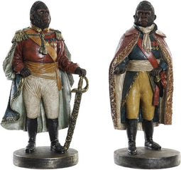 Decoratieve figuren DKD Home Decor Bruin Hars Multicolour Gorilla (14 x 12,5 x 31,5 cm) (2 Stuks)