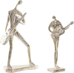 Decoratieve figuren DKD Home Decor Gouden Hars Muzikant/Musicus Traditioneel (21 x 13 x 42 cm) (2 Stuks)