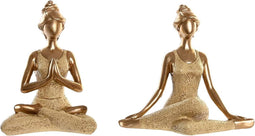 Decoratieve figuren DKD Home Decor Gouden Hars Yoga Modern (19,5 x 11,5 x 18 cm) (2 Stuks)