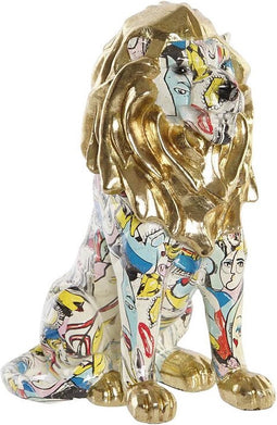 Decoratieve figuren DKD Home Decor Gouden Leeuw Hars Multicolour Modern (21 x 14,5 x 27 cm) (15 x 21 x 27 cm)
