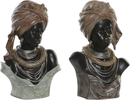 Decoratieve figuren DKD Home Decor Hars Koloniaal Afrikaanse (26 x 17 x 40 cm) (2 Stuks)