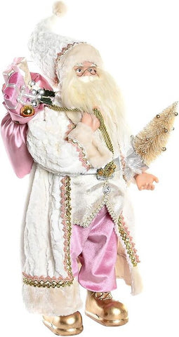 Decoratieve figuren DKD Home Decor Kerstmis Kerstman Grijs Roze Hout Polyester PVC (32 x 20 x 60 cm)