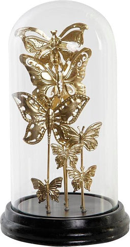 Decoratieve figuren DKD Home Decor Kristal Zwart Gouden Metaal Vlinders (18,5 x 18,5 x 32,5 cm)