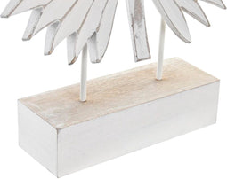 Decoratieve figuren DKD Home Decor Metaal Wit Tropisch Hout MDF Blad van een plant (36 x 7 x 46 cm)