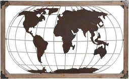 Decoratieve figuren DKD Home Decor Natuurlijk Metaal Koper Pijnboom Wereldkaart (75 x 6 x 46 cm)