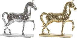 Decoratieve figuren DKD Home Decor Paard Ziverachtig Gouden Hars (34 x 9,5 x 33,5 cm) (2 Stuks)