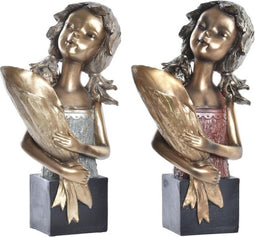 Decoratieve figuren DKD Home Decor Rood Gouden Turkoois Hars Modern (21 x 13 x 36 cm) (2 Stuks)
