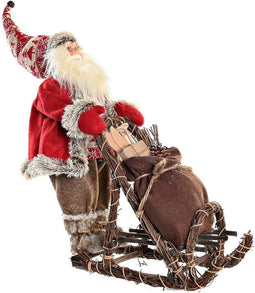 Decoratieve figuren DKD Home Decor Rood Grijs Hout Polyester Kerstman (42 x 22 x 48 cm)