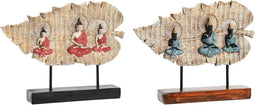 Decoratieve figuren DKD Home Decor Rood Metaal Boeddha Groen Hars Orientaals (38 x 6 x 29,5 cm) (2 Stuks)