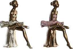 Decoratieve figuren DKD Home Decor Roze Wit Balletdanseres 15 x 10 x 19 cm (2 Stuks)
