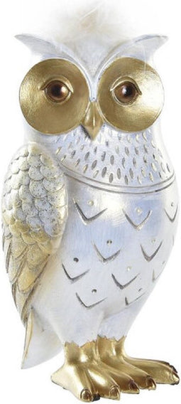 Decoratieve figuren DKD Home Decor Uil Gouden Wit Hars Traditioneel (9 x 9 x 17 cm)