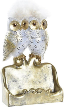 Decoratieve figuren DKD Home Decor Uilen Gouden Wit Hars Traditioneel (10 x 8 x 7 cm)