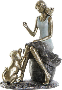 Decoratieve figuren DKD Home Decor Vrouw Blauw Gouden Hars Modern (13 x 8,5 x 17,5 cm)
