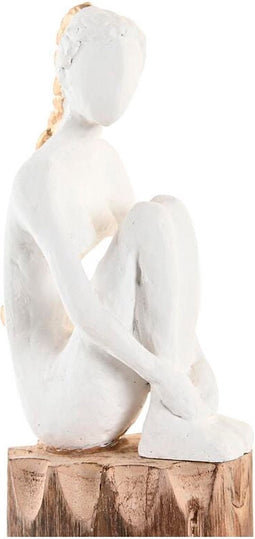 Decoratieve figuren DKD Home Decor Vrouw Bruin Wit Hars Mangohout Stads (2 Stuks)