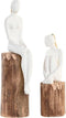 Decoratieve figuren DKD Home Decor Vrouw Bruin Wit Hars Mangohout Stads (2 Stuks)