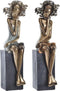Decoratieve figuren DKD Home Decor Vrouw Rood Gouden Turkoois Hars Modern (9 x 10 x 35 cm) (2 Stuks)