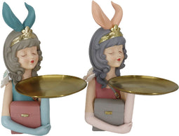 Decoratieve figuren DKD Home Decor Vrouw Roze Gouden Hars Modern (23 x 22,5 x 33,2 cm) (2 Stuks)