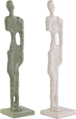 Decoratieve figuren DKD Home Decor Wit Groen 9 x 9 x 40 cm (2 Stuks)