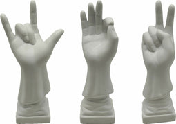Decoratieve figuren DKD Home Decor Wit Hars Keramiek Hand (7 x 7 x 25 cm) (3 Stuks)