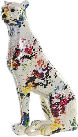 Decoratieve figuren DKD Home Decor Wit Luipaard Hars Multicolour Modern (16 x 8 x 25 cm)