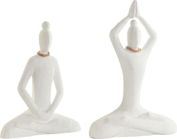 Decoratieve figuren DKD Home Decor Wit Natuurlijk Orientaals Yoga 25 x 8 x 36 cm (2 Stuks)