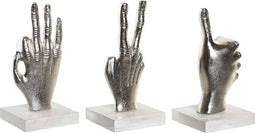 Decoratieve figuren DKD Home Decor Zilverkleurig 10 x 10 x 20 cm (3 Stuks)