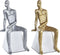 Decoratieve figuren DKD Home Decor Ziverachtig Zwart Wit Mannen Marmer Ijzer Modern (11 x 12 x 28 cm) (2 Stuks)