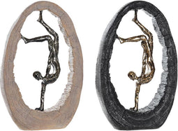 Decoratieve figuren DKD Home Decor Zwart Gouden Hars Personen Modern (24 x 8 x 36 cm) (2 Stuks)