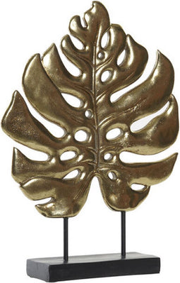 Decoratieve figuren DKD Home Decor Zwart Gouden Metaal Hars Blad van een plant (25,5 x 6 x 34 cm)
