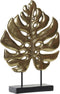 Decoratieve figuren DKD Home Decor Zwart Gouden Metaal Hars Blad van een plant (25,5 x 6 x 34 cm)