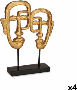 Decoratieve figuren Gezicht Gouden 27 x 32,5 x 10,5 cm (4 Stuks)