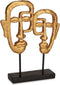 Decoratieve figuren Gezicht Gouden 27 x 32,5 x 10,5 cm (4 Stuks)