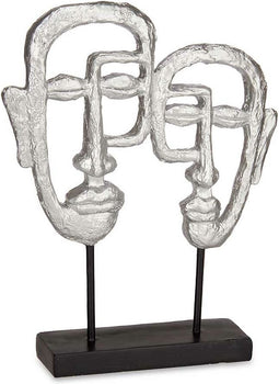 Decoratieve figuren Gezicht Zilverkleurig 27 x 32,5 x 10,5 cm (4 Stuks)