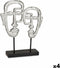 Decoratieve figuren Gezicht Zilverkleurig 27 x 32,5 x 10,5 cm (4 Stuks)