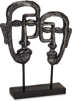 Decoratieve figuren Gezicht Zwart 27 x 32,5 x 10,5 cm (4 Stuks)